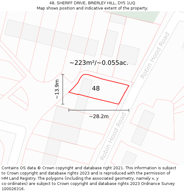 48, SHERIFF DRIVE, BRIERLEY HILL, DY5 1UQ: Plot and title map