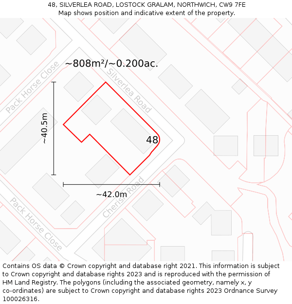 48, SILVERLEA ROAD, LOSTOCK GRALAM, NORTHWICH, CW9 7FE: Plot and title map