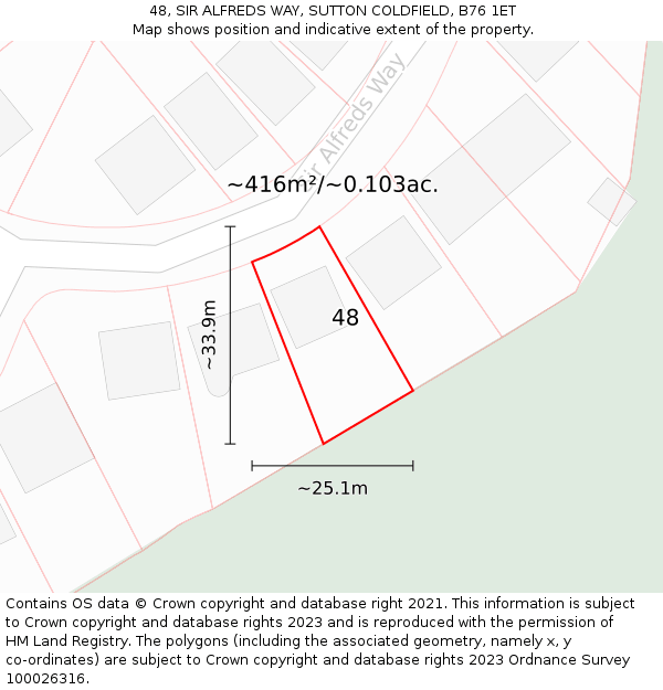 48, SIR ALFREDS WAY, SUTTON COLDFIELD, B76 1ET: Plot and title map