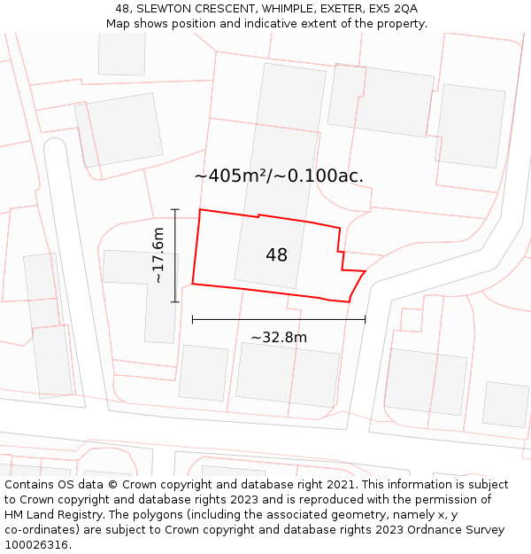 48, SLEWTON CRESCENT, WHIMPLE, EXETER, EX5 2QA: Plot and title map