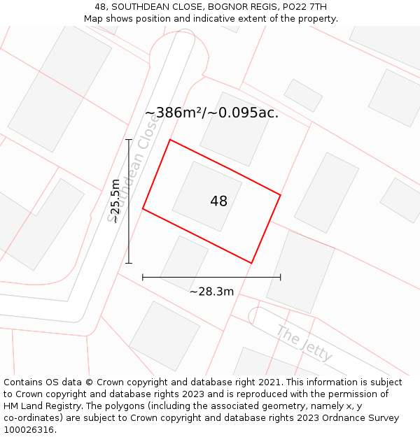 48, SOUTHDEAN CLOSE, BOGNOR REGIS, PO22 7TH: Plot and title map