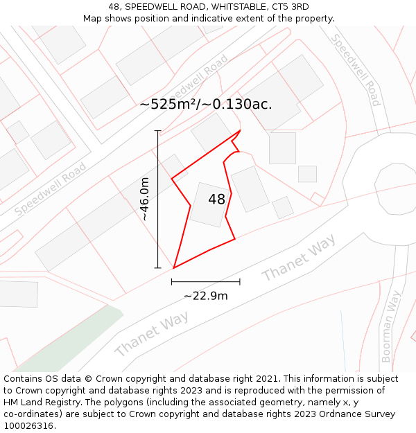48, SPEEDWELL ROAD, WHITSTABLE, CT5 3RD: Plot and title map