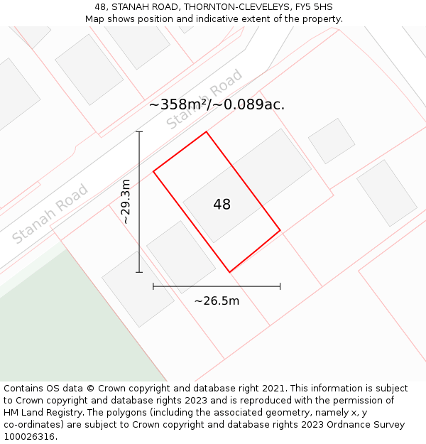 48, STANAH ROAD, THORNTON-CLEVELEYS, FY5 5HS: Plot and title map