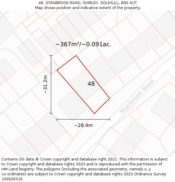48, STANBROOK ROAD, SHIRLEY, SOLIHULL, B90 4UT: Plot and title map