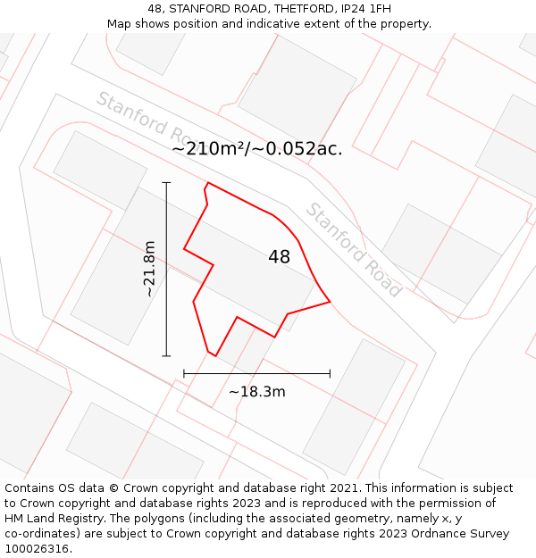 48, STANFORD ROAD, THETFORD, IP24 1FH: Plot and title map