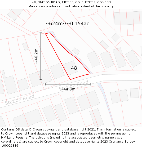 48, STATION ROAD, TIPTREE, COLCHESTER, CO5 0BB: Plot and title map