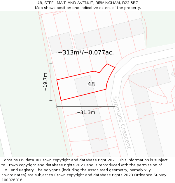 48, STEEL MAITLAND AVENUE, BIRMINGHAM, B23 5RZ: Plot and title map