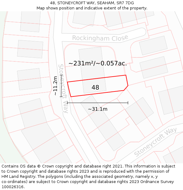 48, STONEYCROFT WAY, SEAHAM, SR7 7DG: Plot and title map