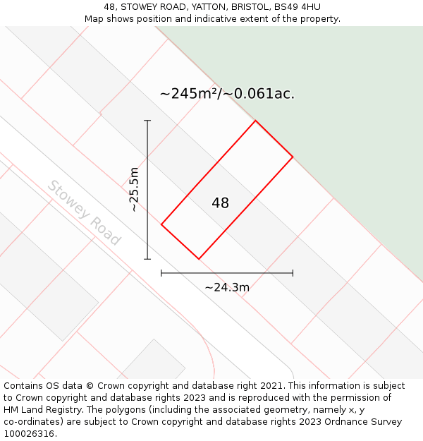 48, STOWEY ROAD, YATTON, BRISTOL, BS49 4HU: Plot and title map