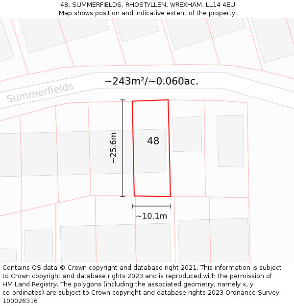 48, SUMMERFIELDS, RHOSTYLLEN, WREXHAM, LL14 4EU: Plot and title map