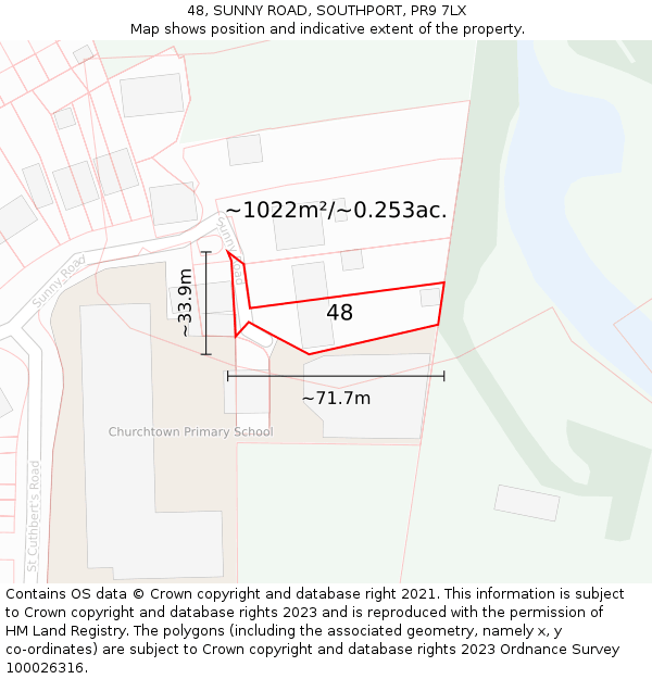 48, SUNNY ROAD, SOUTHPORT, PR9 7LX: Plot and title map