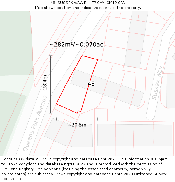 48, SUSSEX WAY, BILLERICAY, CM12 0FA: Plot and title map