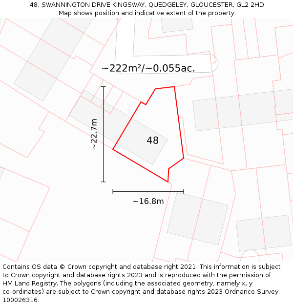 48, SWANNINGTON DRIVE KINGSWAY, QUEDGELEY, GLOUCESTER, GL2 2HD: Plot and title map