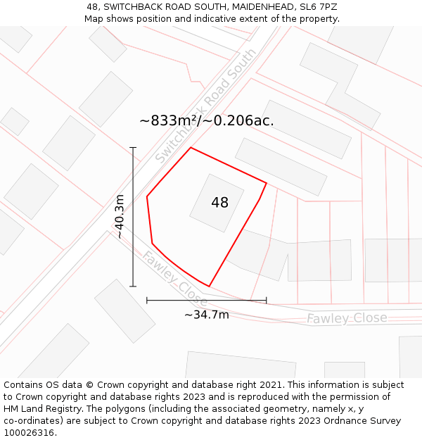 48, SWITCHBACK ROAD SOUTH, MAIDENHEAD, SL6 7PZ: Plot and title map