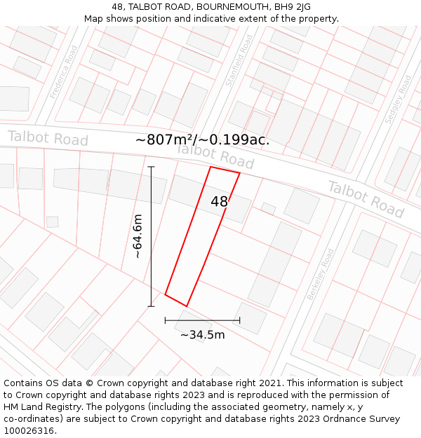 48, TALBOT ROAD, BOURNEMOUTH, BH9 2JG: Plot and title map
