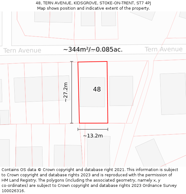 48, TERN AVENUE, KIDSGROVE, STOKE-ON-TRENT, ST7 4PJ: Plot and title map