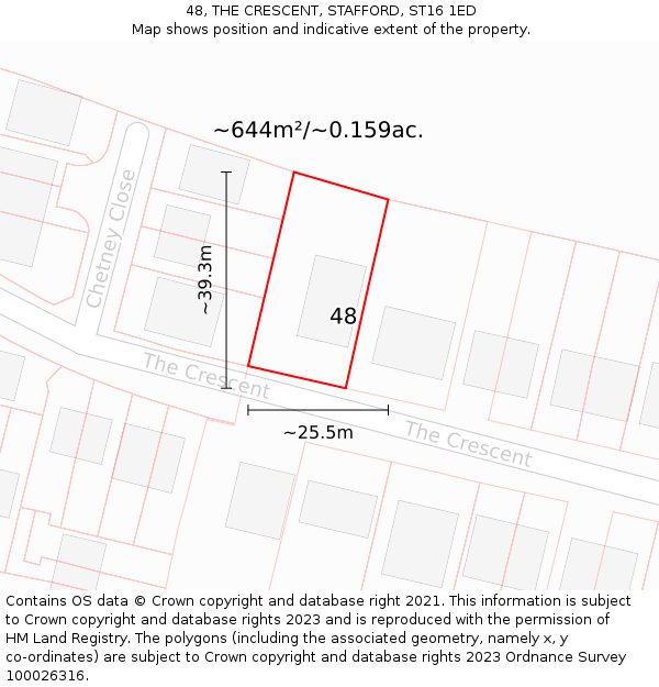48, THE CRESCENT, STAFFORD, ST16 1ED: Plot and title map