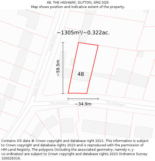 48, THE HIGHWAY, SUTTON, SM2 5QS: Plot and title map