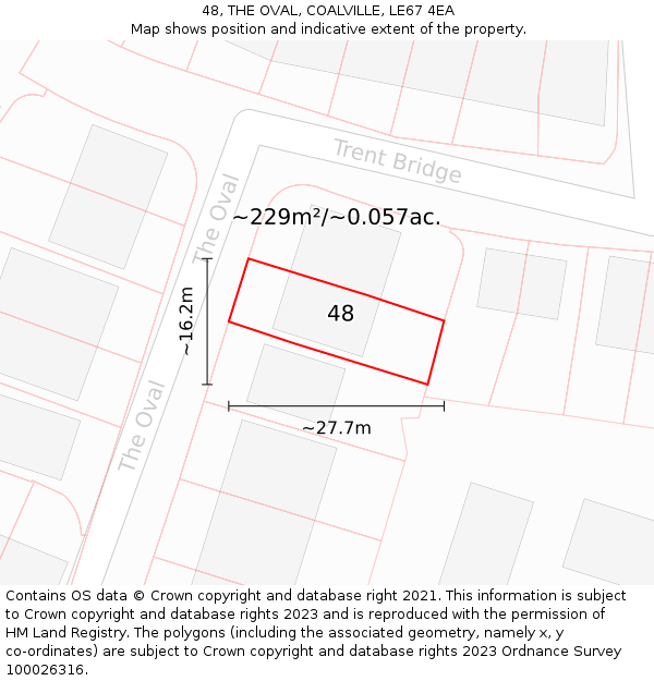 48, THE OVAL, COALVILLE, LE67 4EA: Plot and title map