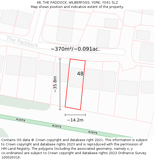48, THE PADDOCK, WILBERFOSS, YORK, YO41 5LZ: Plot and title map