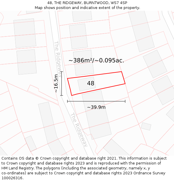 48, THE RIDGEWAY, BURNTWOOD, WS7 4SP: Plot and title map