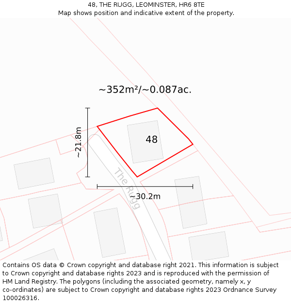 48, THE RUGG, LEOMINSTER, HR6 8TE: Plot and title map