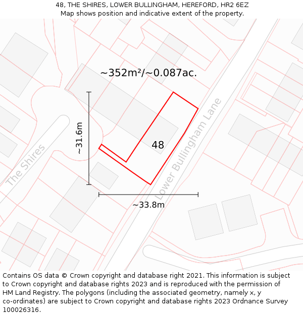 48, THE SHIRES, LOWER BULLINGHAM, HEREFORD, HR2 6EZ: Plot and title map
