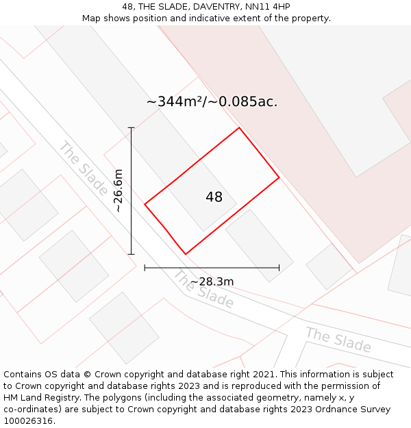 48, THE SLADE, DAVENTRY, NN11 4HP: Plot and title map