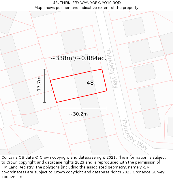48, THIRKLEBY WAY, YORK, YO10 3QD: Plot and title map