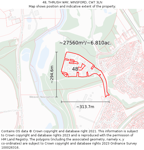 48, THRUSH WAY, WINSFORD, CW7 3LN: Plot and title map
