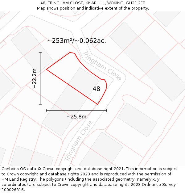 48, TRINGHAM CLOSE, KNAPHILL, WOKING, GU21 2FB: Plot and title map