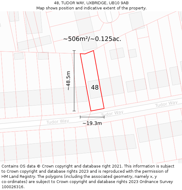48, TUDOR WAY, UXBRIDGE, UB10 9AB: Plot and title map