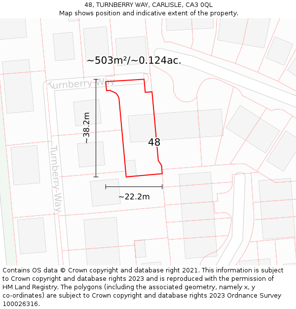 48, TURNBERRY WAY, CARLISLE, CA3 0QL: Plot and title map
