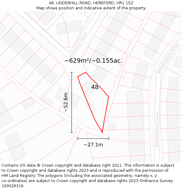 48, UNDERHILL ROAD, HEREFORD, HR1 1SZ: Plot and title map