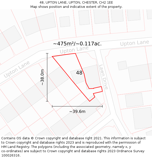 48, UPTON LANE, UPTON, CHESTER, CH2 1EE: Plot and title map