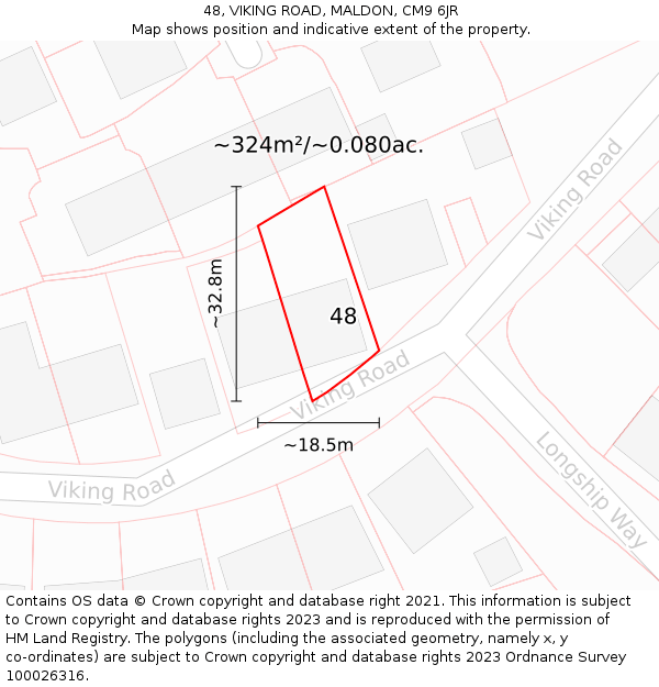 48, VIKING ROAD, MALDON, CM9 6JR: Plot and title map