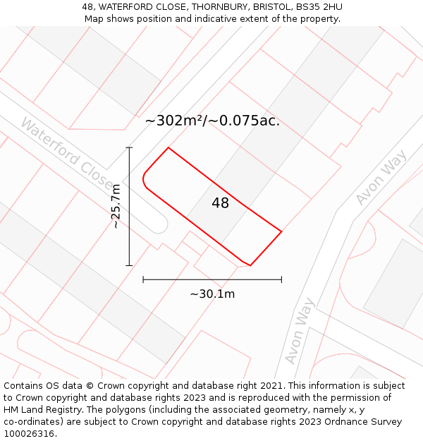 48, WATERFORD CLOSE, THORNBURY, BRISTOL, BS35 2HU: Plot and title map