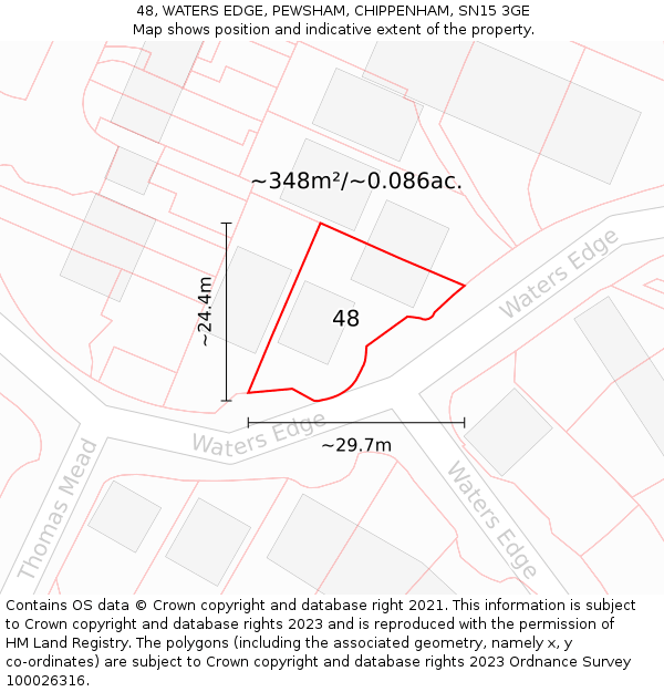 48, WATERS EDGE, PEWSHAM, CHIPPENHAM, SN15 3GE: Plot and title map