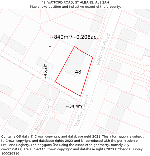48, WATFORD ROAD, ST ALBANS, AL1 2AH: Plot and title map