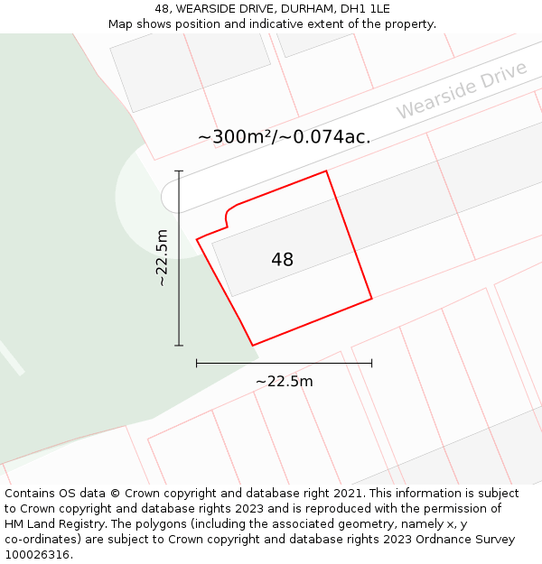 48, WEARSIDE DRIVE, DURHAM, DH1 1LE: Plot and title map