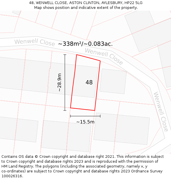 48, WENWELL CLOSE, ASTON CLINTON, AYLESBURY, HP22 5LG: Plot and title map