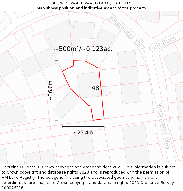 48, WESTWATER WAY, DIDCOT, OX11 7TY: Plot and title map