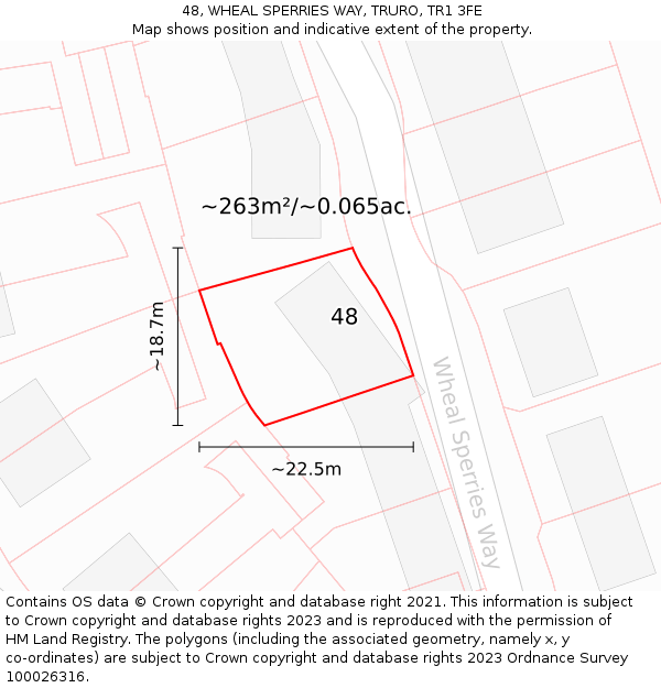 48, WHEAL SPERRIES WAY, TRURO, TR1 3FE: Plot and title map