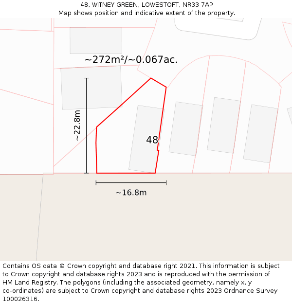 48, WITNEY GREEN, LOWESTOFT, NR33 7AP: Plot and title map