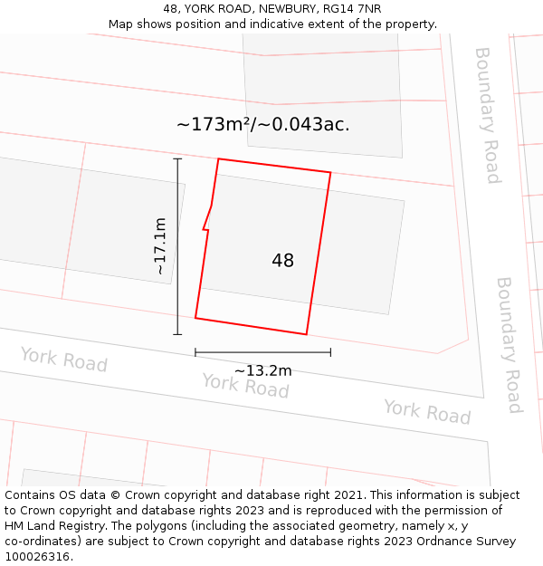 48, YORK ROAD, NEWBURY, RG14 7NR: Plot and title map