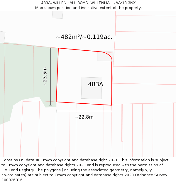 483A, WILLENHALL ROAD, WILLENHALL, WV13 3NX: Plot and title map