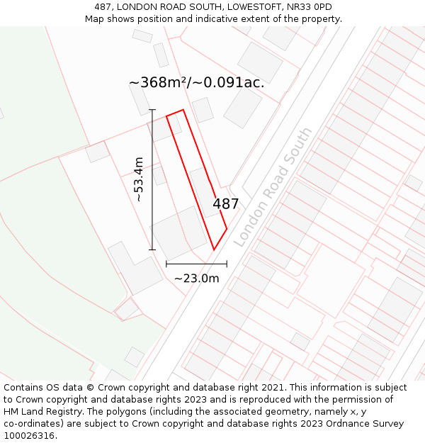 487, LONDON ROAD SOUTH, LOWESTOFT, NR33 0PD: Plot and title map