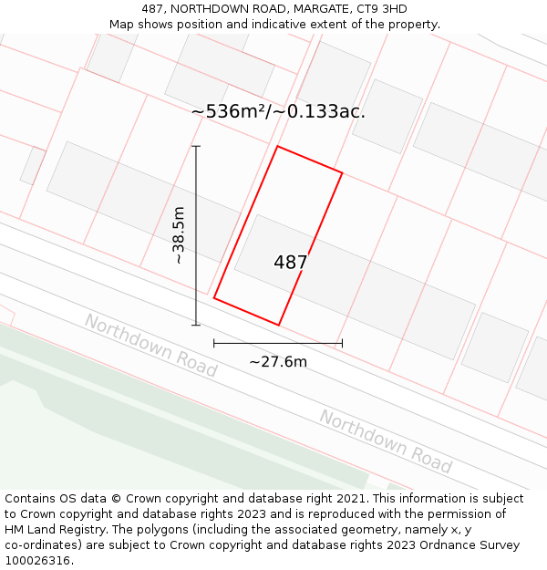 487, NORTHDOWN ROAD, MARGATE, CT9 3HD: Plot and title map
