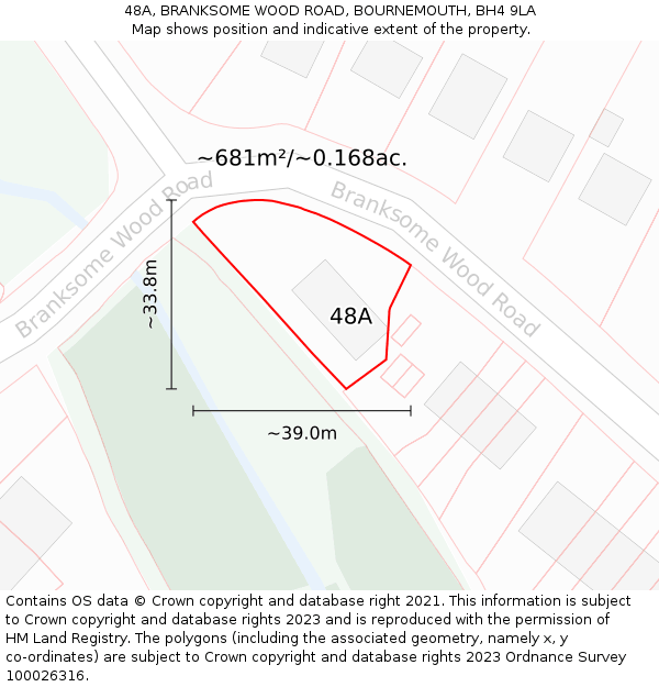 48A, BRANKSOME WOOD ROAD, BOURNEMOUTH, BH4 9LA: Plot and title map
