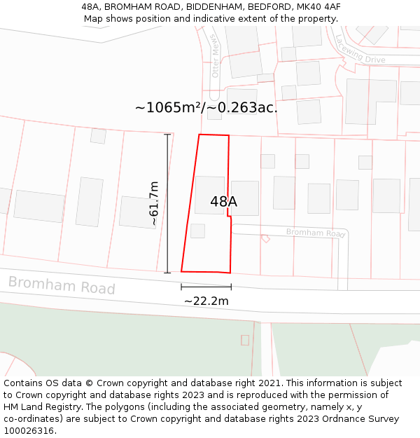 48A, BROMHAM ROAD, BIDDENHAM, BEDFORD, MK40 4AF: Plot and title map